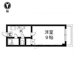 ソリュード 1Kの間取図画像