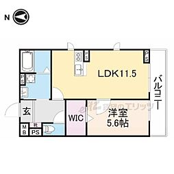Albero京都椥辻 1LDKの間取図画像
