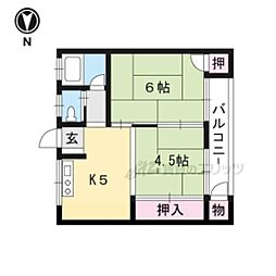 ハイツ百々 1LDKの間取図画像
