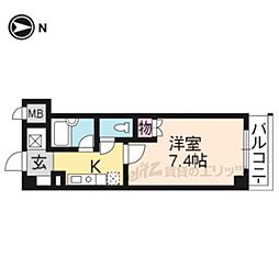 ファリオ四条 1Kの間取図画像