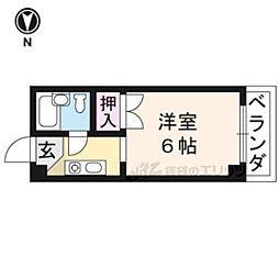 北白川ガーデンパレス 1Kの間取図画像
