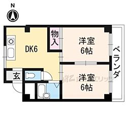 カトウ第1ビル 2DKの間取図画像