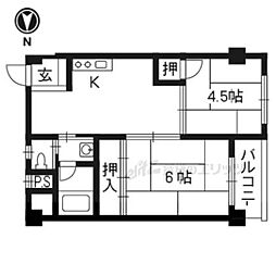 墨染コーポ 1LDKの間取図画像