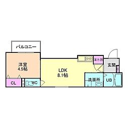 京阪本線 古川橋駅 徒歩8分の賃貸アパート 2階1LDKの間取り
