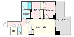 リビエナ グラン 新梅田 2LDKの間取図画像