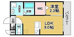大阪市東住吉区西今川1丁目マンション 1LDKの間取図画像