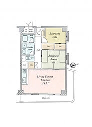 住吉スカイハイツ 2LDKの間取り