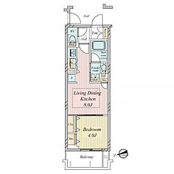 アウラ大阪上本町 1LDKの間取図画像