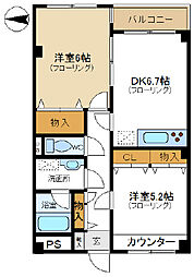 エステート・ビオラ 2DKの間取図画像