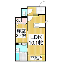 フィールドヒル　安曇野I 1階1LDKの間取り