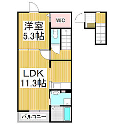 フィールドヒル　安曇野I 2階1LDKの間取り