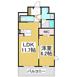 セントラル大町 6階1LDKの間取り