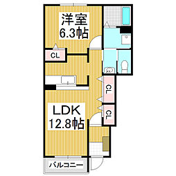 Ｂｅｌｌｅ　Ｖｉｌｌａｇｅ 1階1LDKの間取り