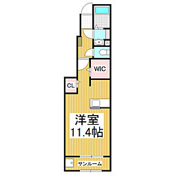 Chill　Clair 1階1Kの間取り