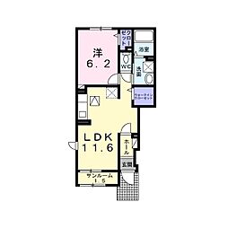 パルテールＢ 1階1LDKの間取り