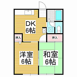 シティハイムひつじ 2DKの間取図画像