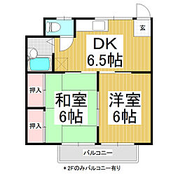 コーポ花みずき 2DKの間取図画像