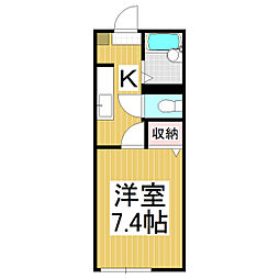 フレグランスヴィラB 1Kの間取図画像