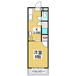 アルファ1 1Kの間取図画像