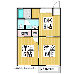 フレグランス藤原L 2DKの間取図画像
