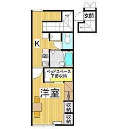 レオパレス穂高 1Kの間取図画像