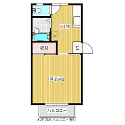ロイヤルハイツA 1Kの間取図画像