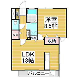 コスモポリタンA 1LDKの間取図画像