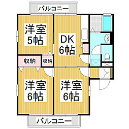 コーポたきいB 3DKの間取図画像