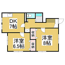 オオツキアパート 2DKの間取図画像