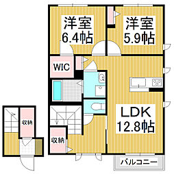 CASA安曇野 2LDKの間取図画像