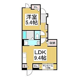 ルーエハイム 1LDKの間取図画像