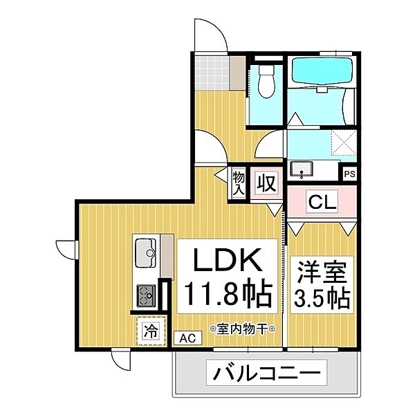 ライフコア吉田小町 ｜長野県長野市吉田3丁目(賃貸アパート1LDK・3階・40.37㎡)の写真 その2