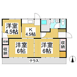 上野貸家住宅宮の下 3Kの間取り