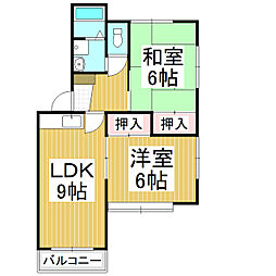 ホワイティ沙羅　B棟 2階2LDKの間取り