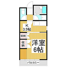 ハウス深山 1Kの間取図画像