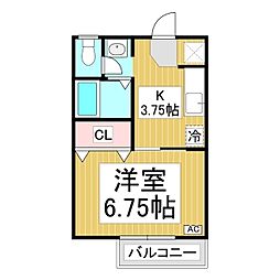 遊眠ベータ館 1階1Kの間取り