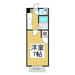 パークハイム東和田 2階1Kの間取り