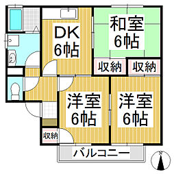 アミーゴやまぎし 1階3DKの間取り