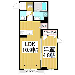 モンレーヴ 3階1LDKの間取り