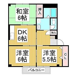 コーポタキザワI 2階3DKの間取り