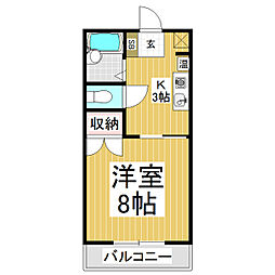 プリオールＵ 2階1Kの間取り