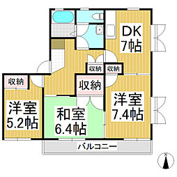 フレグランスアイビー　Ａ棟 1階3DKの間取り