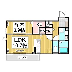 トリシア東和田　Ｅ棟 1階1LDKの間取り