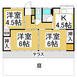 長野電鉄長野線 朝陽駅 徒歩12分の賃貸一戸建て 3Kの間取り