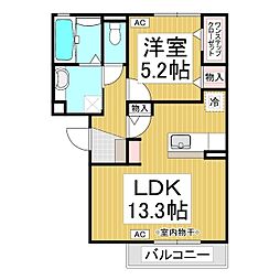エスポワール・東和田 1階1LDKの間取り