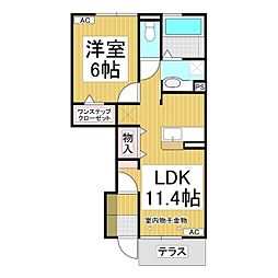 サンハイム 1階1LDKの間取り