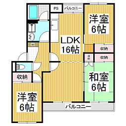 ブランサンク三輪 3階3LDKの間取り