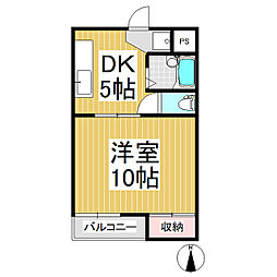 コーポT&T吉田 3階1DKの間取り