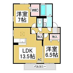 プリマヴェーラ尾張部　E 1階2LDKの間取り