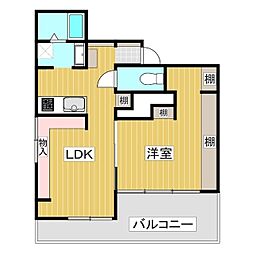 レジデンスながの 3階1LDKの間取り